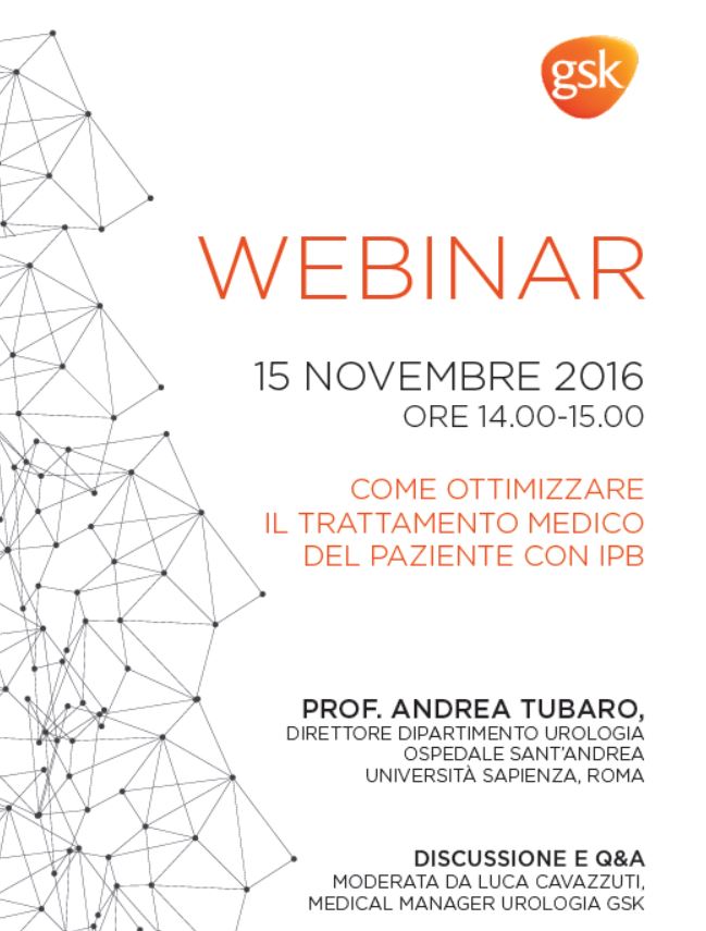 WEBINAR – COME OTTIMIZZARE IL TRATTAMENTO MEDICO DEL PAZIENTE CON IPB