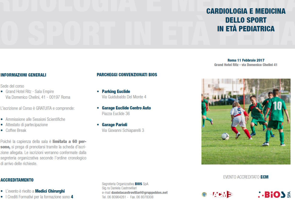 “CARDIOLOGIA E MEDICINA DELLO SPORT IN ETA’ PEDIATRICA”